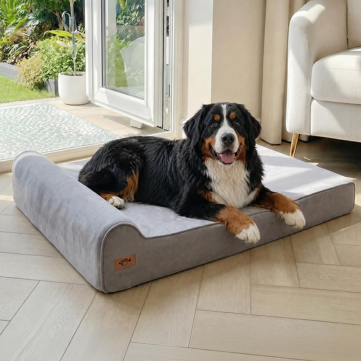 XXL 35D Memory Foam Dog Bed for Extra Large Dogs (Style A-Grey / X-Large)
