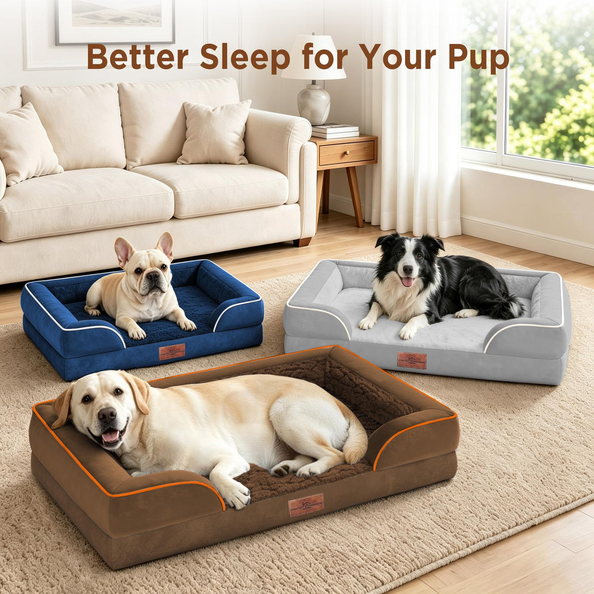 Waterproof Orthopedic Dog Beds for Large Sized Dog (38.0"L x 25.0"W x 7.0"Th / Chocolate Brown)