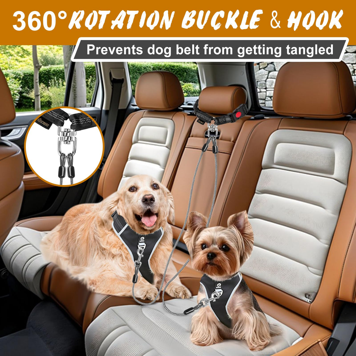 Double Dog Seat Belt (Black(Dual Dog) / 1 Pack)