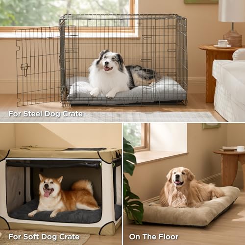 Washable XL Dog Bed for Crate (41"L x 27"W x 3"Th (XL-Crate) / Dark Gray)