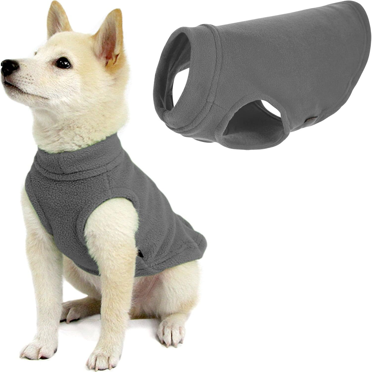 Stretch Fleece Vest Dog Sweater (X-Small Length (7") / Gray)