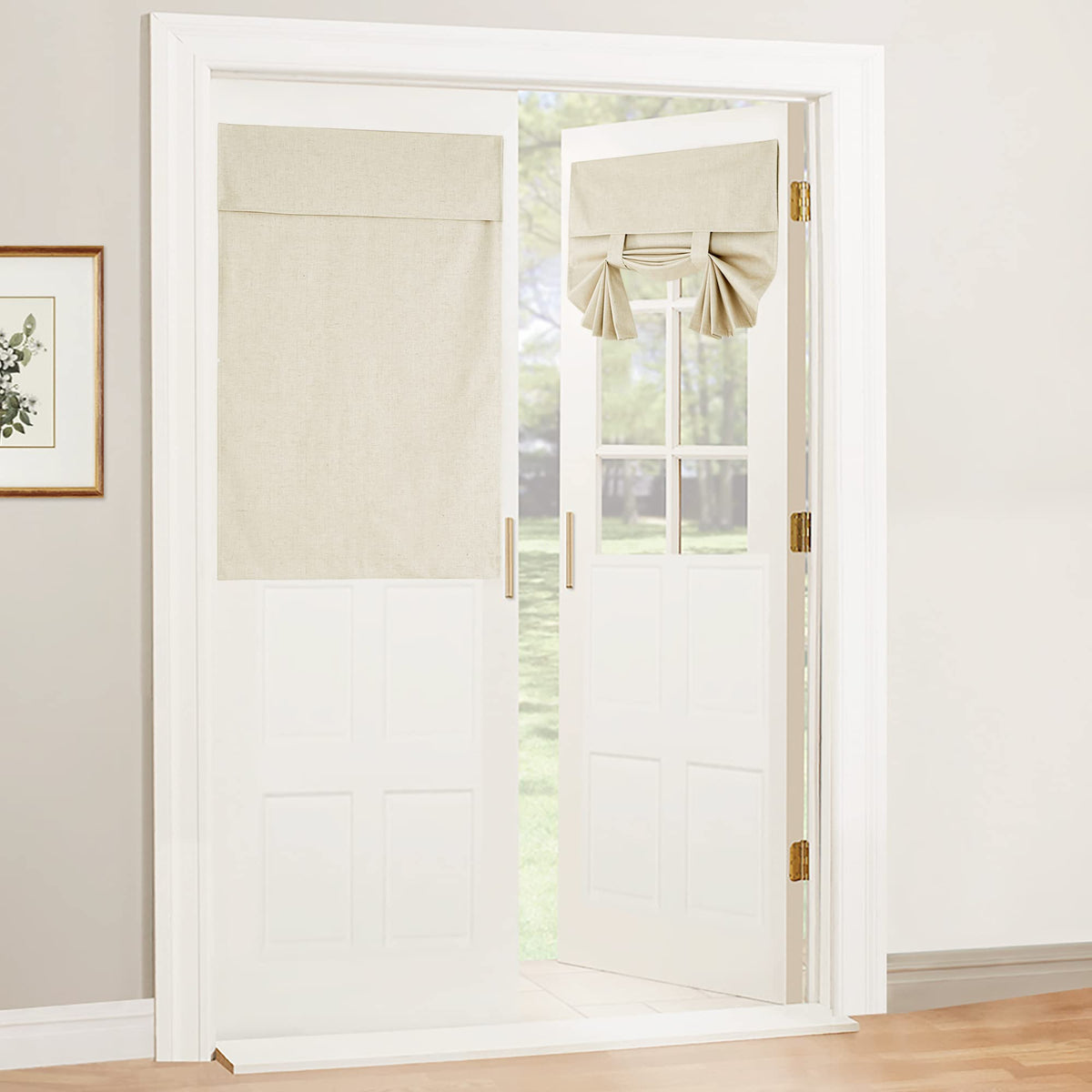 Natural Linen Textured French Door Window Curtains 100% Blackout (Beige / 34"W x 40"L (Pack of 1))