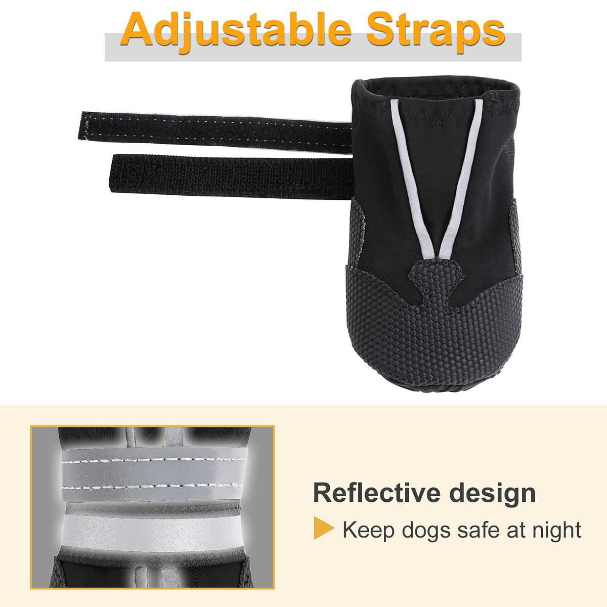 Water Resistant Dog Boots for Medium Large Dogs (Black(Waterproof) / XXL (Insole Width 3.2")for 94~100lb)
