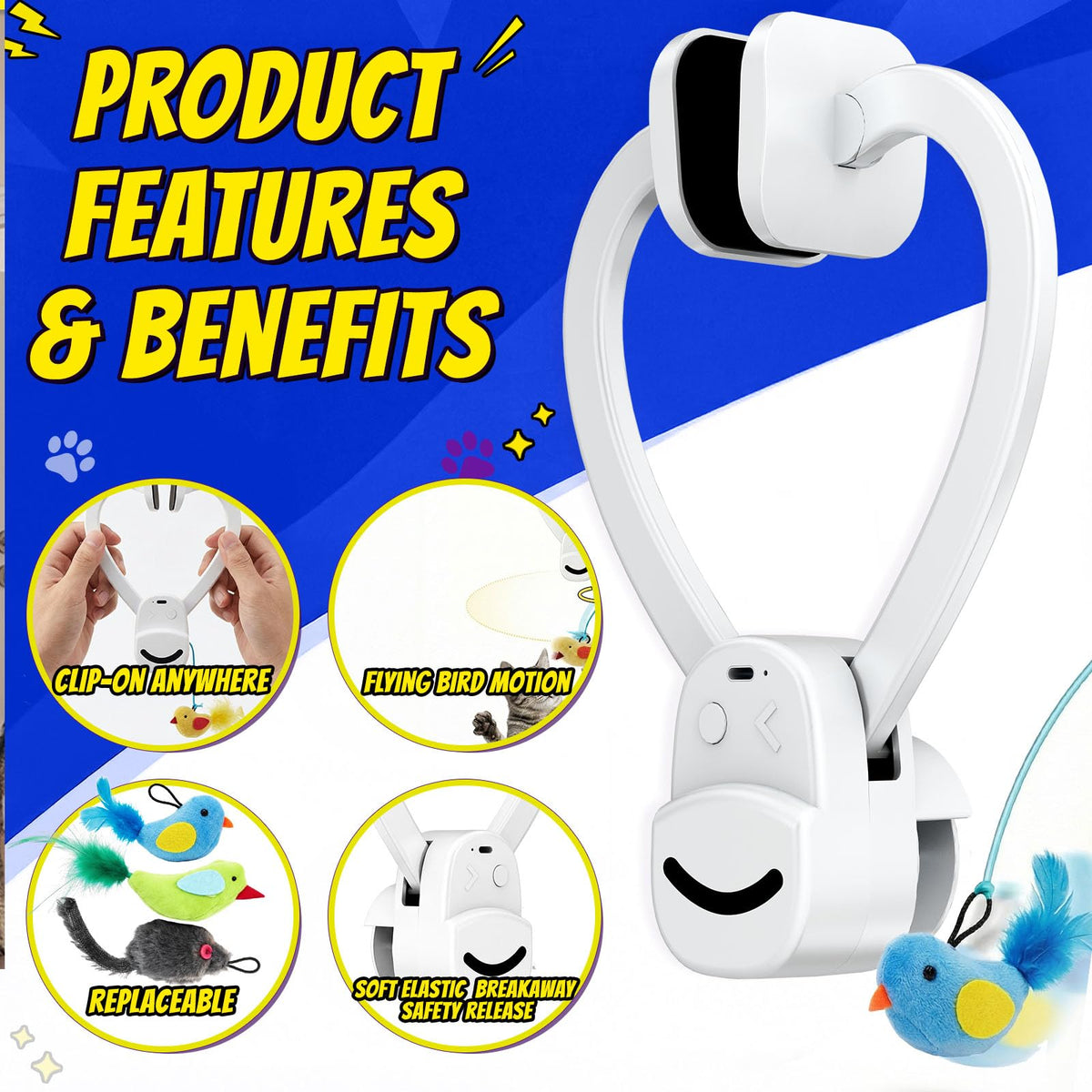 Interactive Doorway Cat Toy (White)