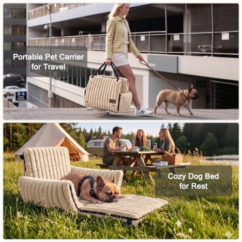 6-in-1 Dog Car Seat for Small/Medium Dogs up to 23 lbs, Brown (Brown)
