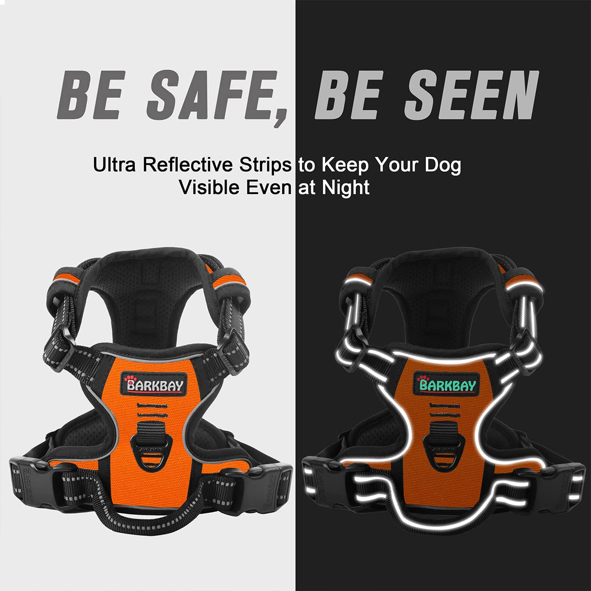 Dog Harness No Pull for Large Dogs Front Back Clips (Large(Chest:24.5-32.5") / Orange)