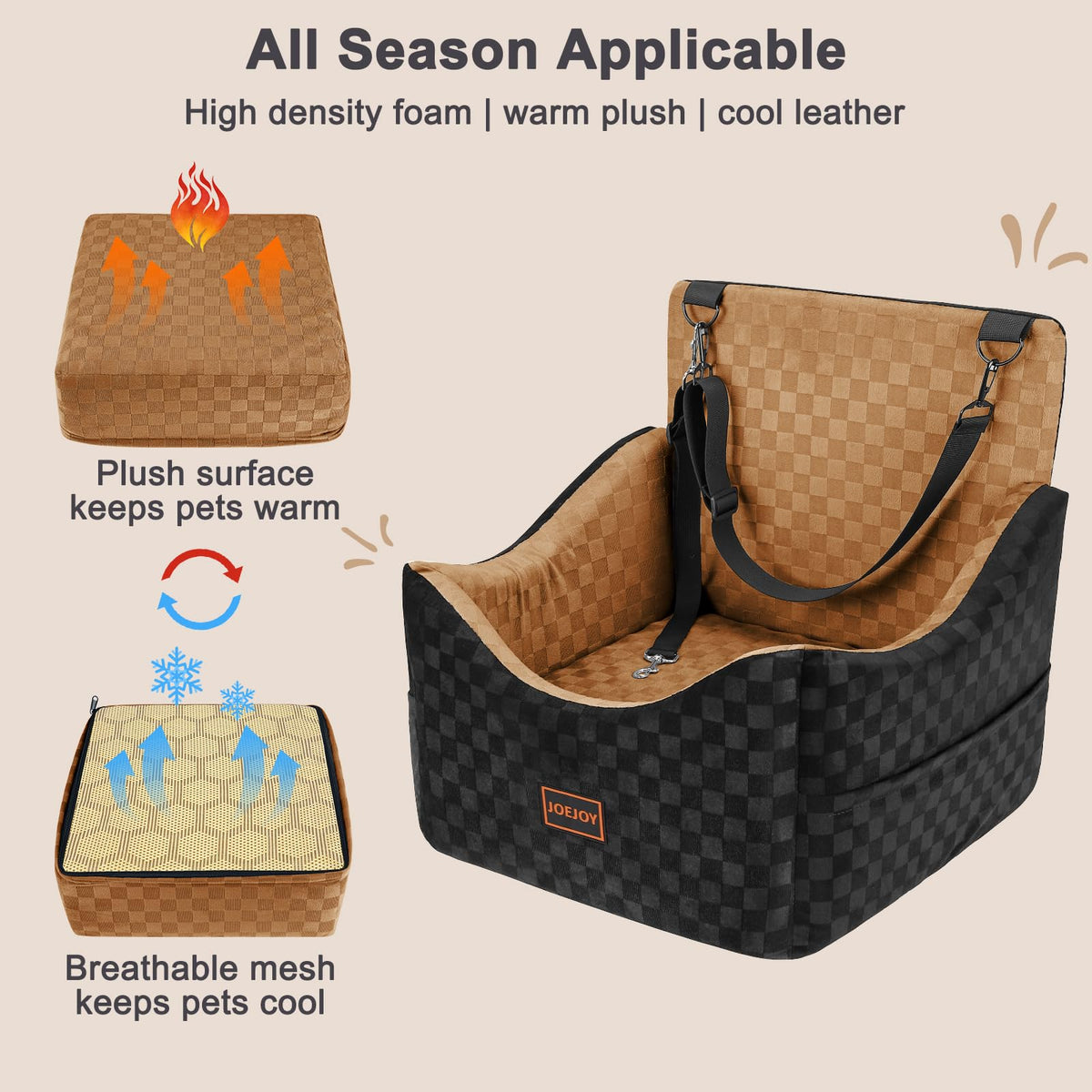 Elevated Dog Car Seat for Small (Medium / Brown)