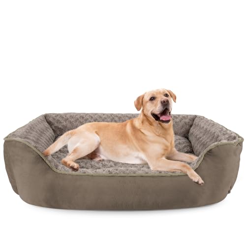 Rectangle Dog Bed for Large Medium Small Dogs (Dark Brown / XL(35"x 25"x 10"))