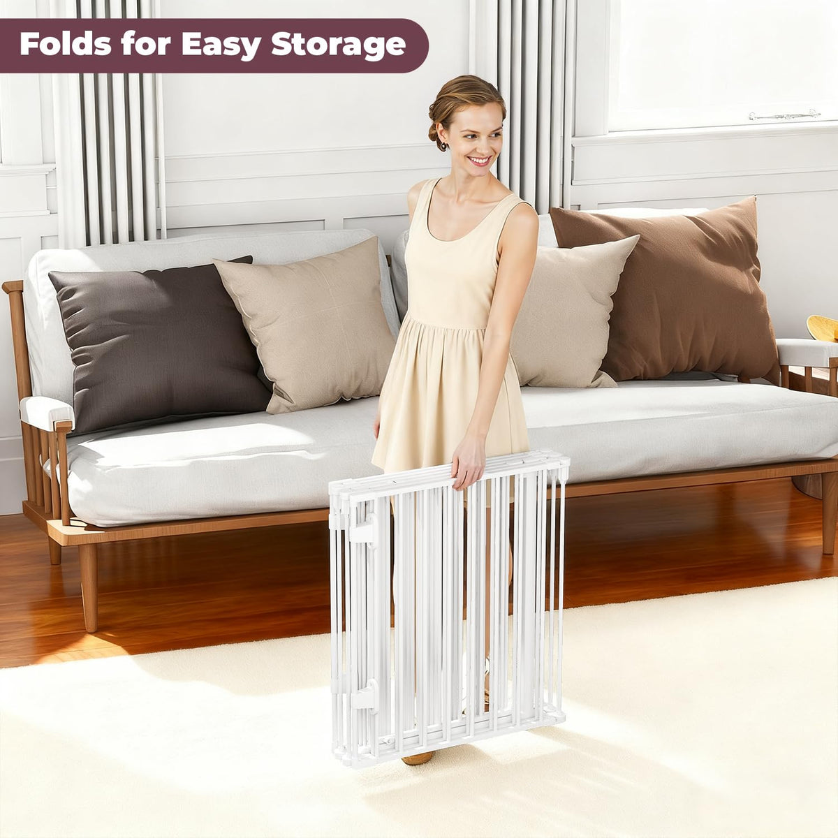 144" Extra Wide Baby Gate with Door (White / 144" Wide)