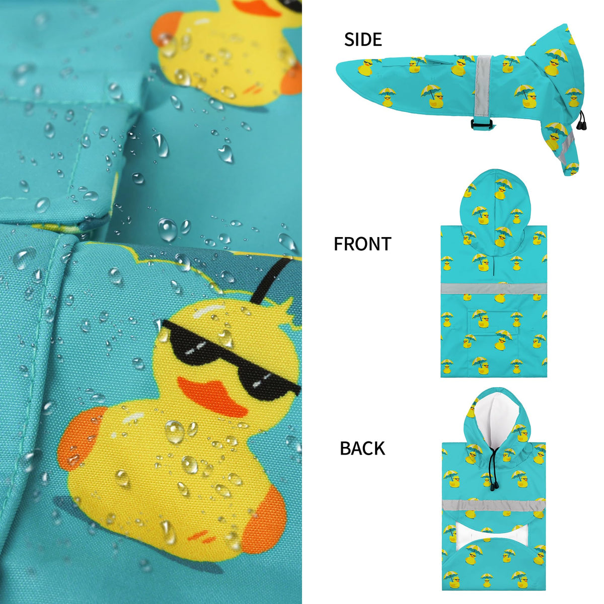 Large Dog Raincoat Adjustable (Lake Green / Medium (Pack of 1))