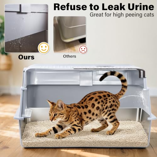 Stainless Steel Litter BoxWith Lid (XXXL:27.7"L x 19.7"W x 15.7"H)