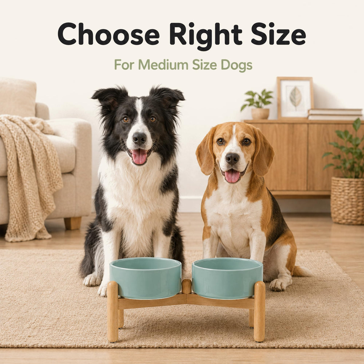 Ceramic Dog Bowls Elevated (Light Green)