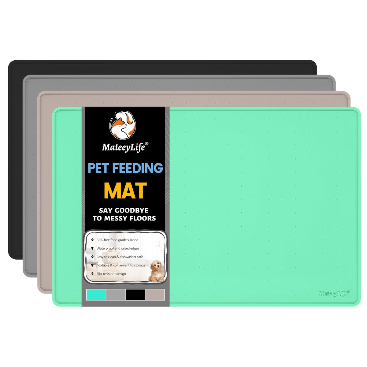 Dog & Cat Food Mat (Green / 24"L x 16"W)