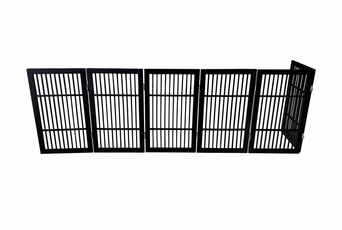 Pet Dog Gate Freestanding (6 Panel 30" Tall / Black Pet Gate)