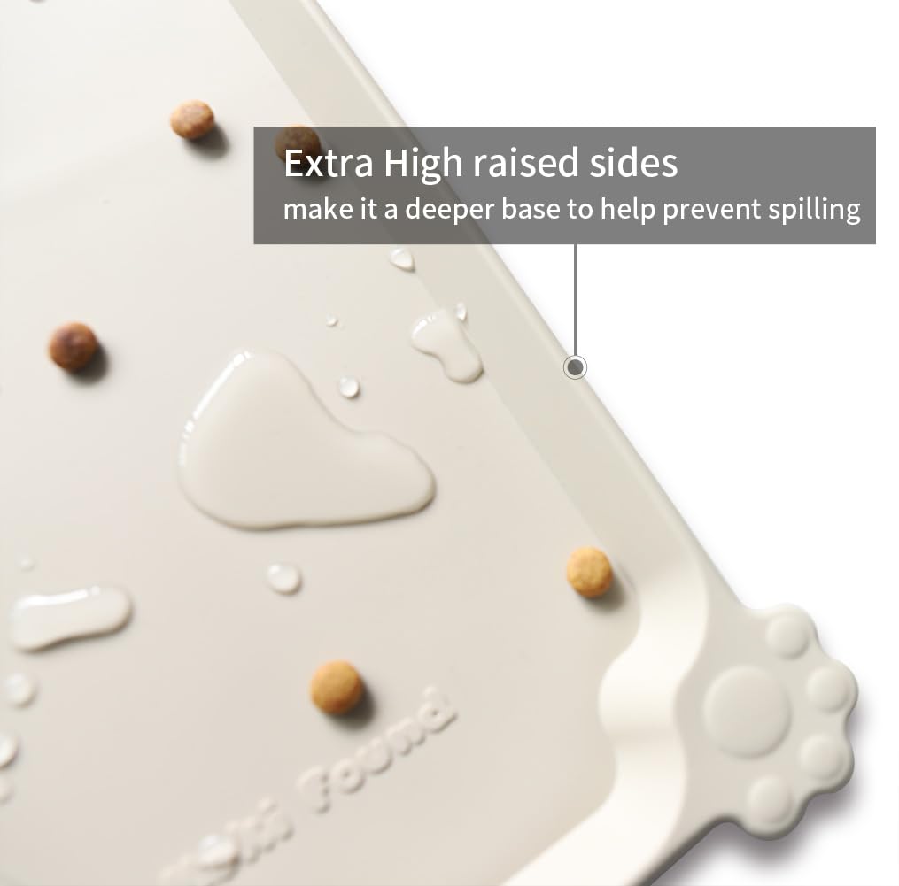 Large Silicone Non Slip Pet Feeding Mats (24" x 16" / Cream Brown)