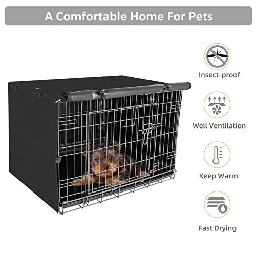 Dog Crate Cover Waterproof Kennel Cover (24.0"L x 18.0"W x 20.0"H / Black)