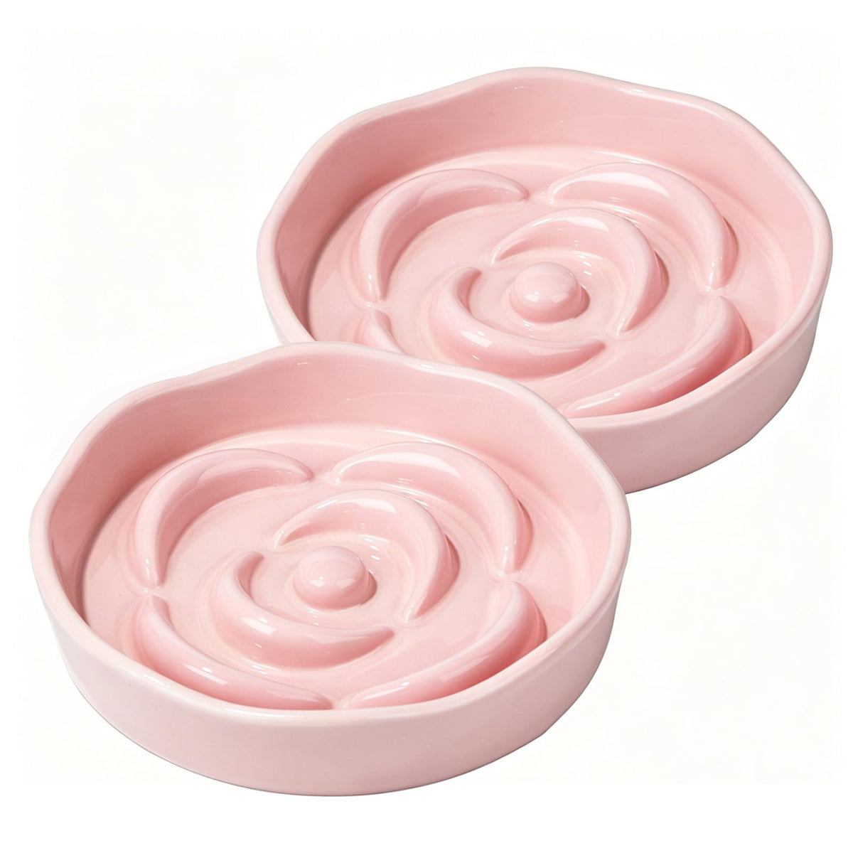 Slow Feeder Cat Bowl Set of 2 (Pink)