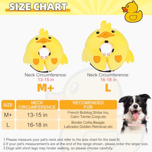 Inflatable Dog Cone Collar Alternative After Surgery (Duck Yellow / L (Neck:16-18in))