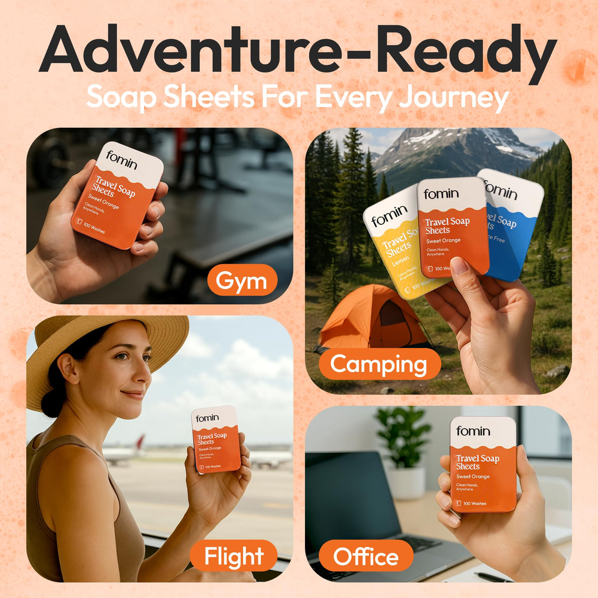 Paper Soap Sheets for Traveling (Orange)