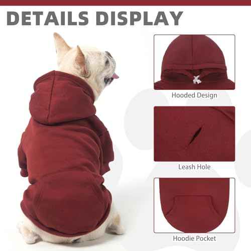 Dog Hoodie for Large Medium Small Dogs (Deep Red / XX-Large)