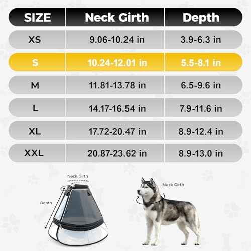 Soft Transparent Dog Cone Collar (S (Neck: 10.24-12.01") / Black)
