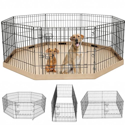 Foldable Metal Dog Exercise Pen (Tan / 36''H)