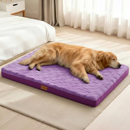 Orthopedic Large Dog Bed Pet Crate Mat 36''X24'' Purple (Purple / 36"L x 24"W x 3.5"Th)