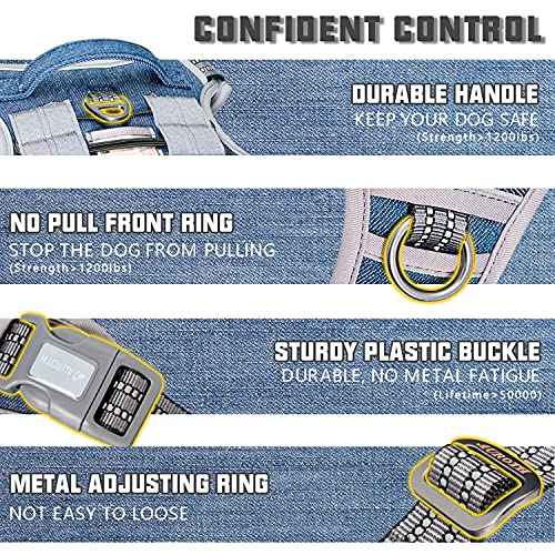 Dog Harness for Large Dogs (Denim Blue / L(Neck:18-29",Chest:24-37"),45-80 lbs)
