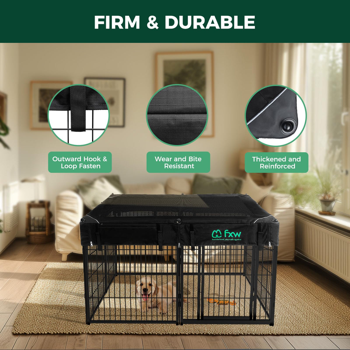 Homeplus Indoor Dog Playpen with Mesh Top Cover (Black / 32"H)
