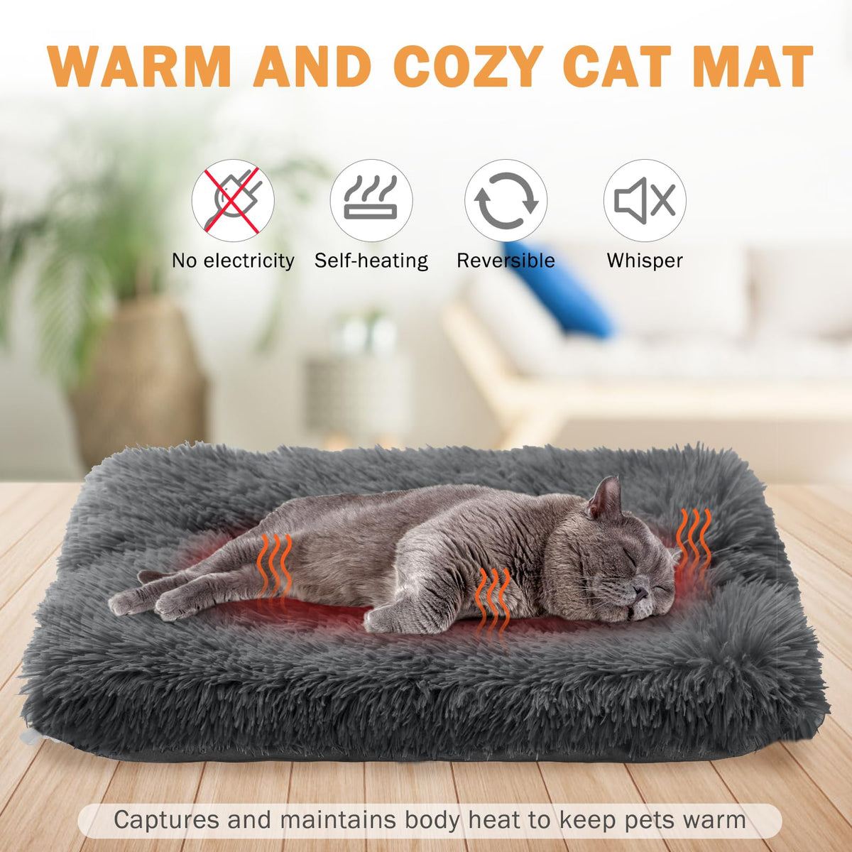 Self Warming Cat Bed (Dark Grey / M: 20"x24")