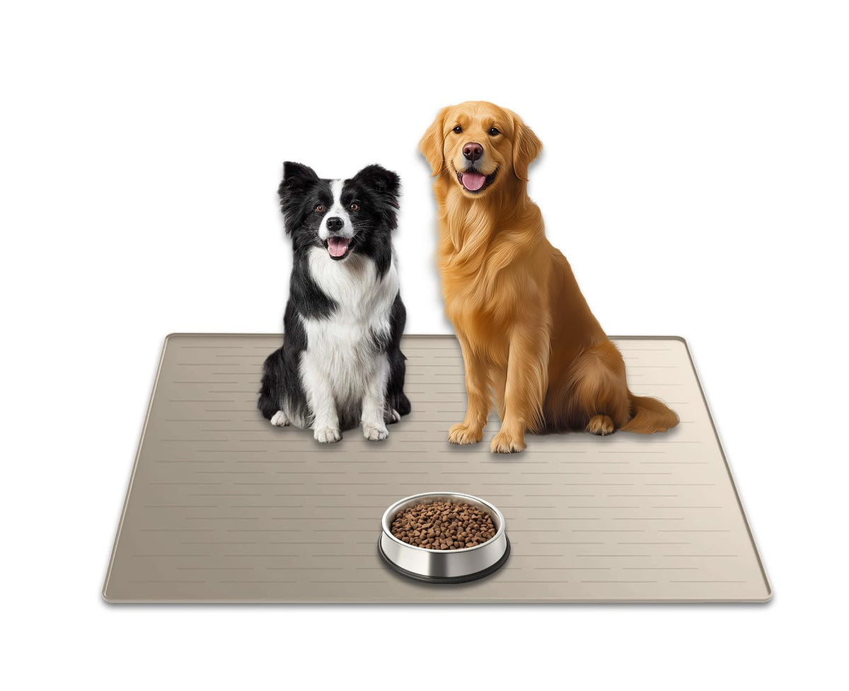 31.8"x23.8" Extra Large Pet Food Mat (Beige / 31.8"L x 23.8"W)