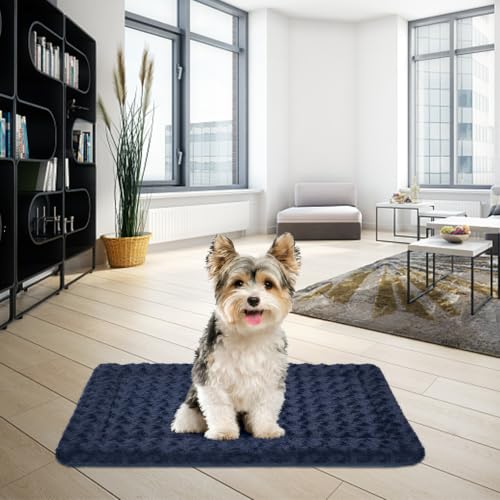 Dog Crate Pad for 24"x18" Dog Crate (Navy / S (24"x16.1"x1.1"）)