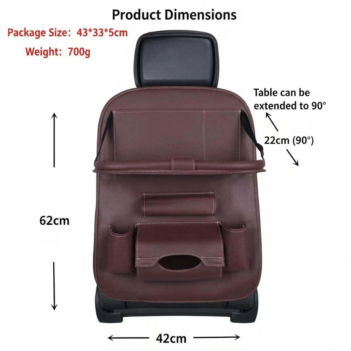 2PCS Backseat Car Organizer (2 Pack / Brown)