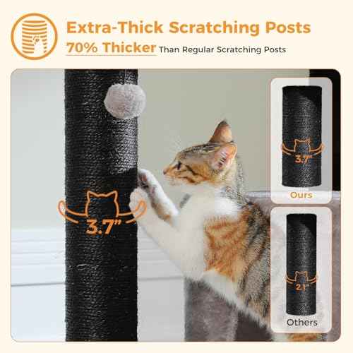 57.8" Heavy Duty Cat Tree for Maine Coon (Black&Grey / 57.8in)