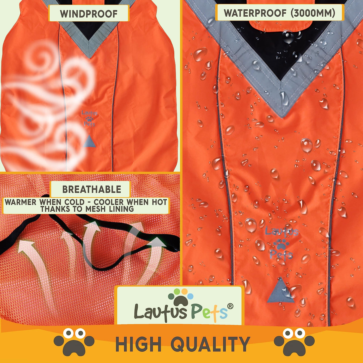 Waterproof Dog Rain Coat (Orange / Small)