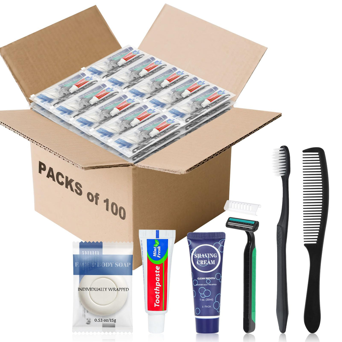100 Pack Travel Toiletry Kit Bulk