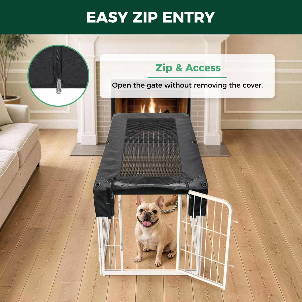 Homeplus Indoor Dog Playpen with Mesh Top Cover (White / 45"H)
