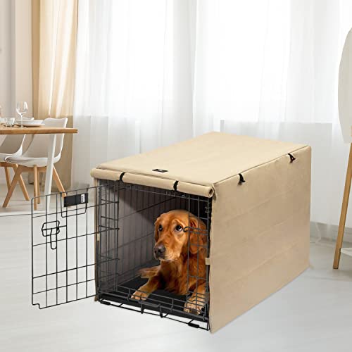Dog Crate Cover Waterproof Kennel Cover (42.9"L x 28.3"W x 30.3"H / Beige)