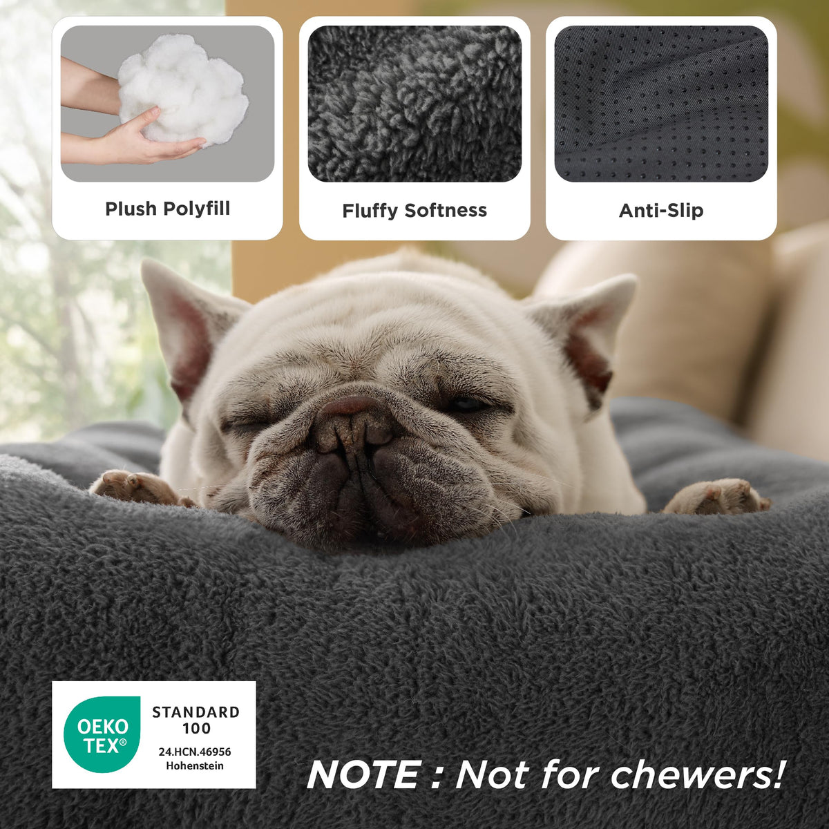 Washable Dog Bed Medium Size Dog (29"L x 21"W x 3"Th (M) / Dark Gray)