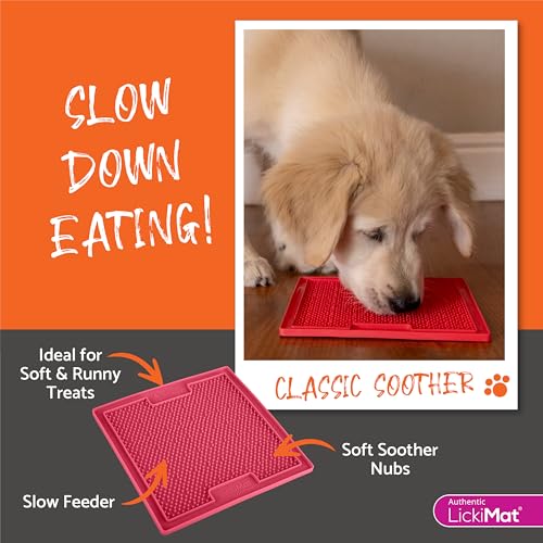 Classic Soother Slow Feeder for Dogs Lick Mat Boredom Anxiety Reducer Perfect for Food Treats Yogurt Liquid Food Peanut Butter Fun Alternative to a Slow Feed Dog Bowl (Yellow)