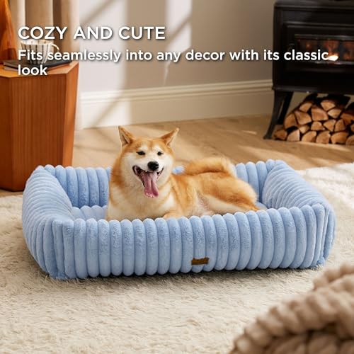 ComfyFleece® Cute Dog Beds Large Sized Dog Washable (36.0"L x 27.0"W x 8.0"Th / Blue)