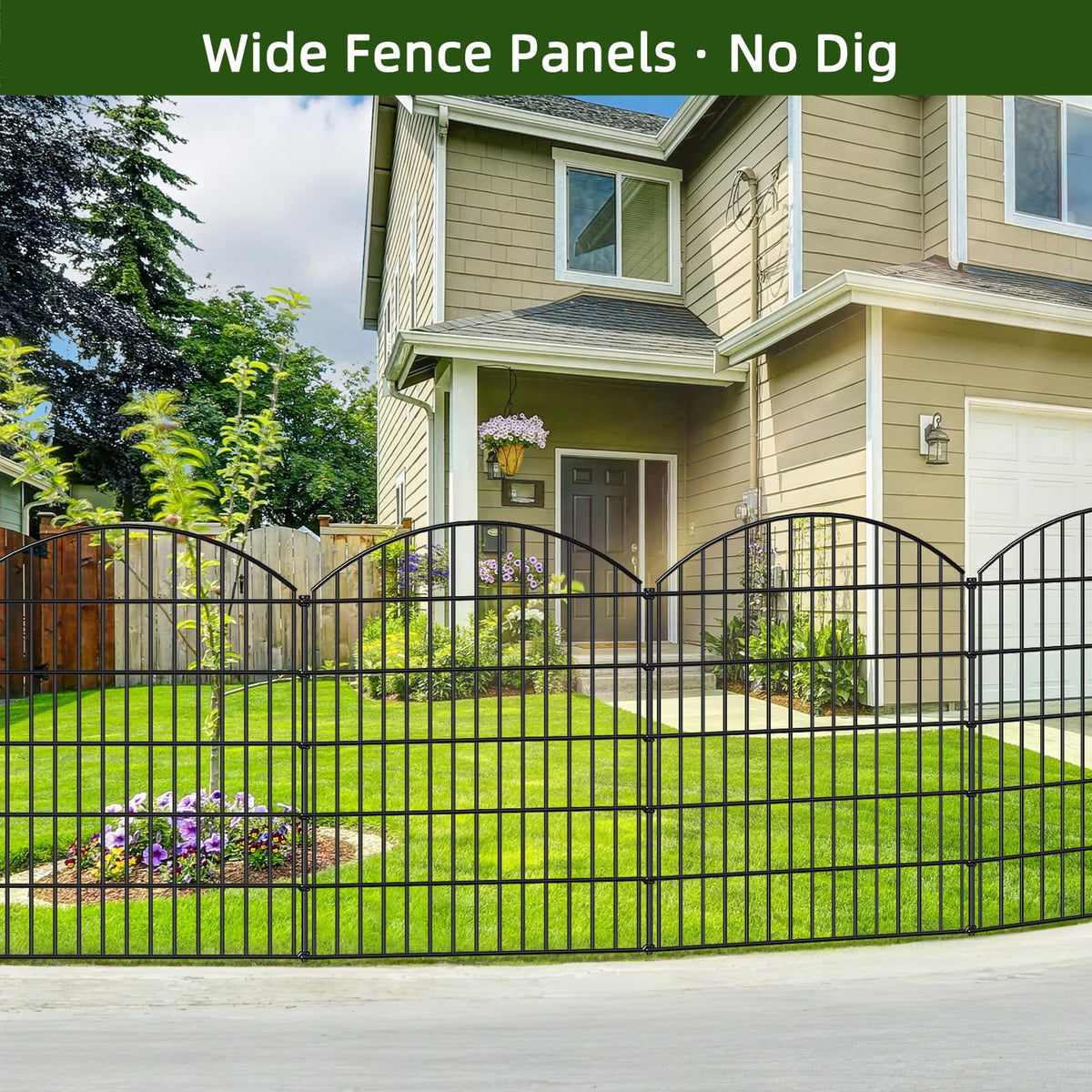 Heavy Duty Metal Garden Fence 43.2 in x 14.75 ft (43.2"Hx14.75ft (Heavy Duty Panels))