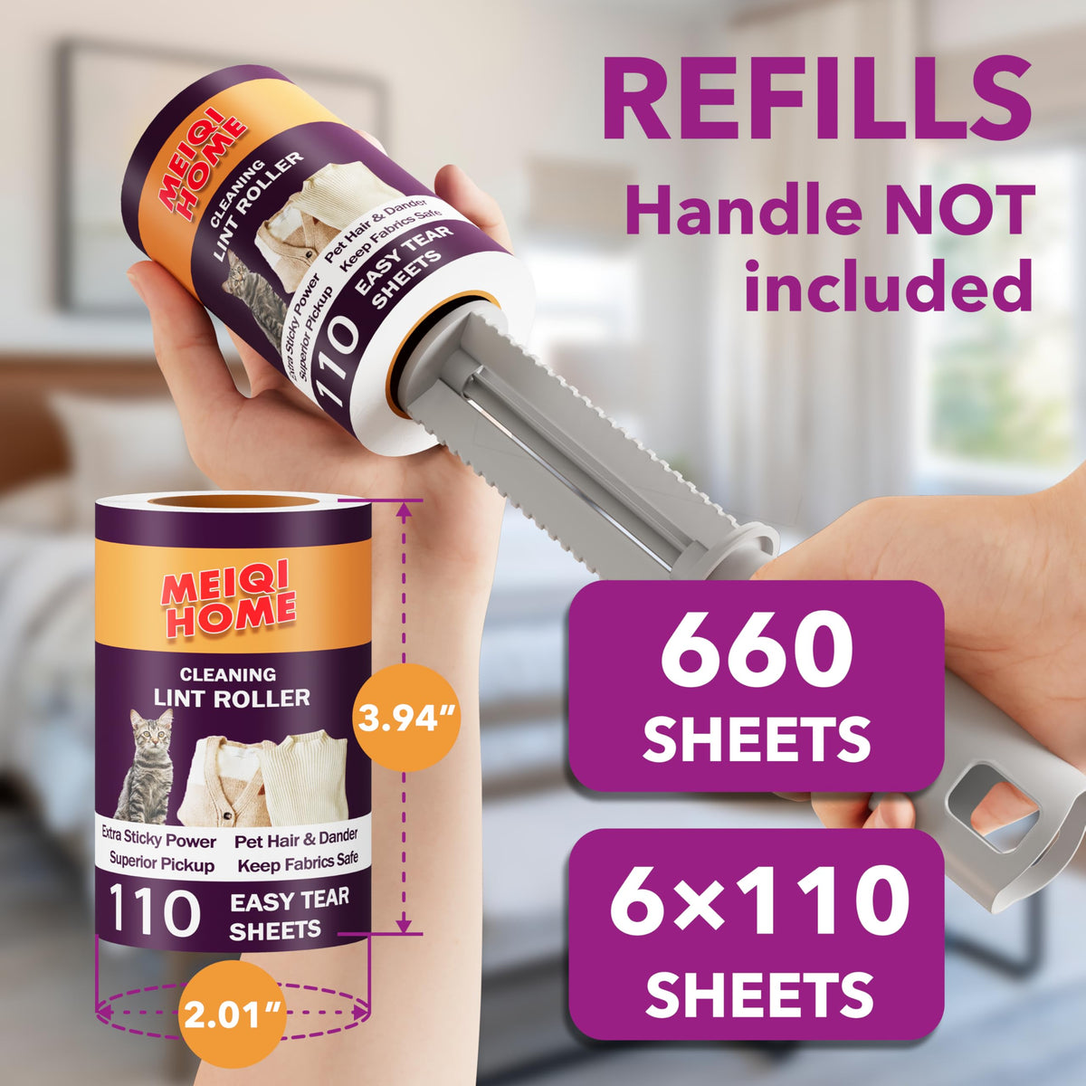 Extra Sticky Lint Roller Refills Only