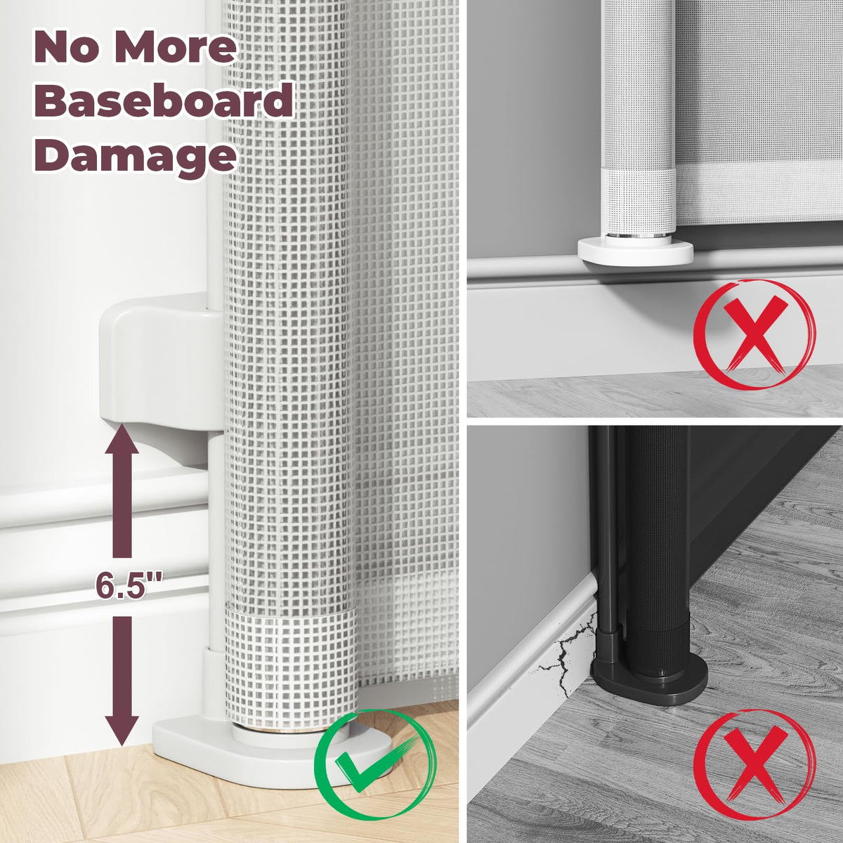 Retractable Baby Gate for Stairs & Doorways (White / 34" Tall x 55" Wide)