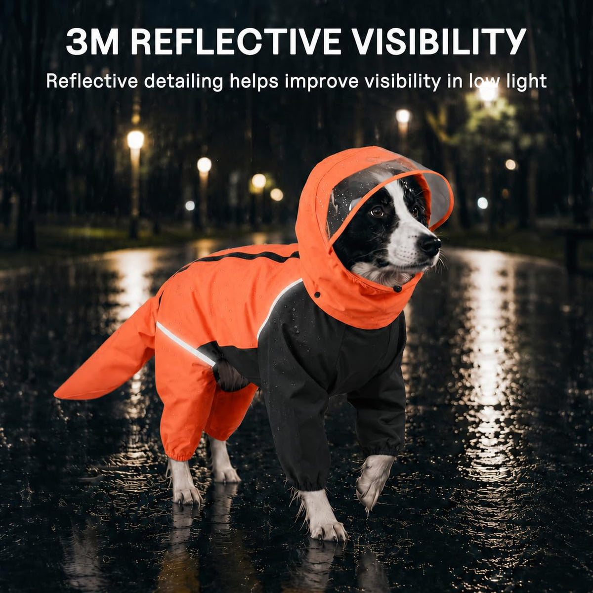 Full Body Dog Raincoat with Detachable Hood (Orange / X-Large)