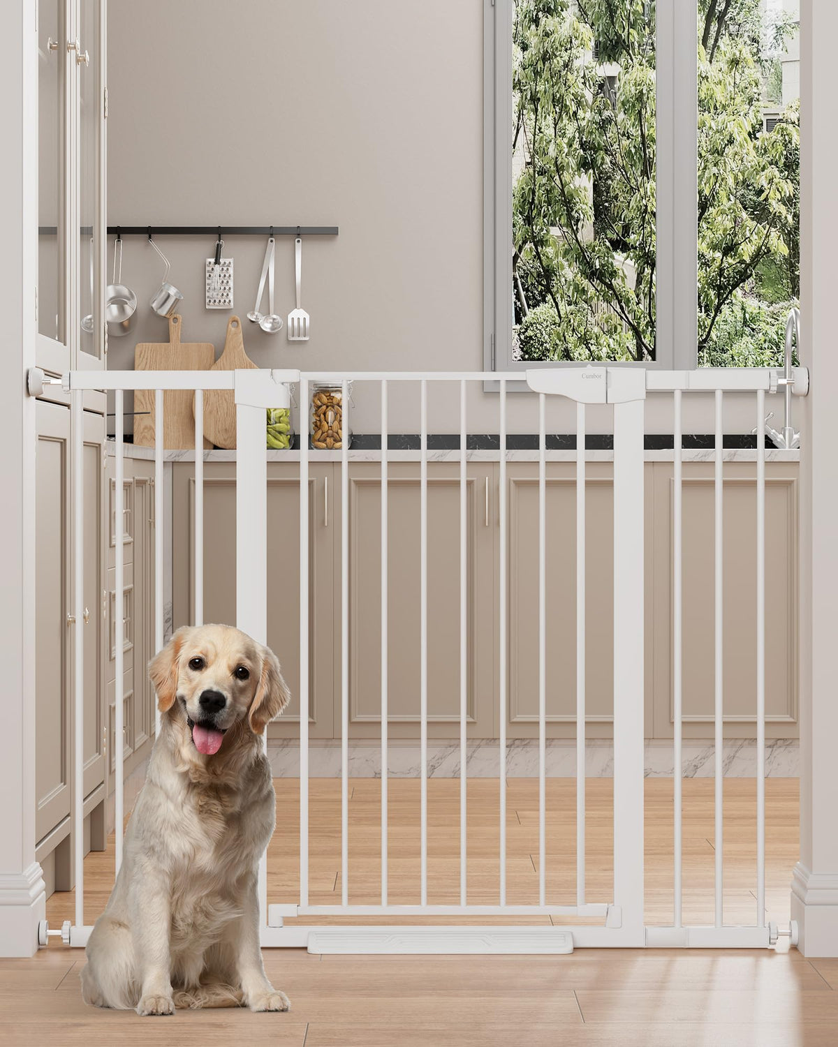 36 in Extra Tall Baby Gate for Stairs (White / 29.7-51.5"W x 36"H)