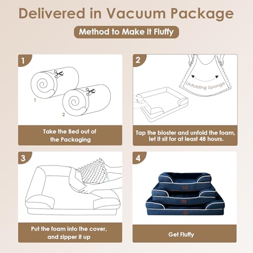 Orthopedic XXL Dog Bed (Navy / 46.0"l X 35.0"w X 7.5"th)