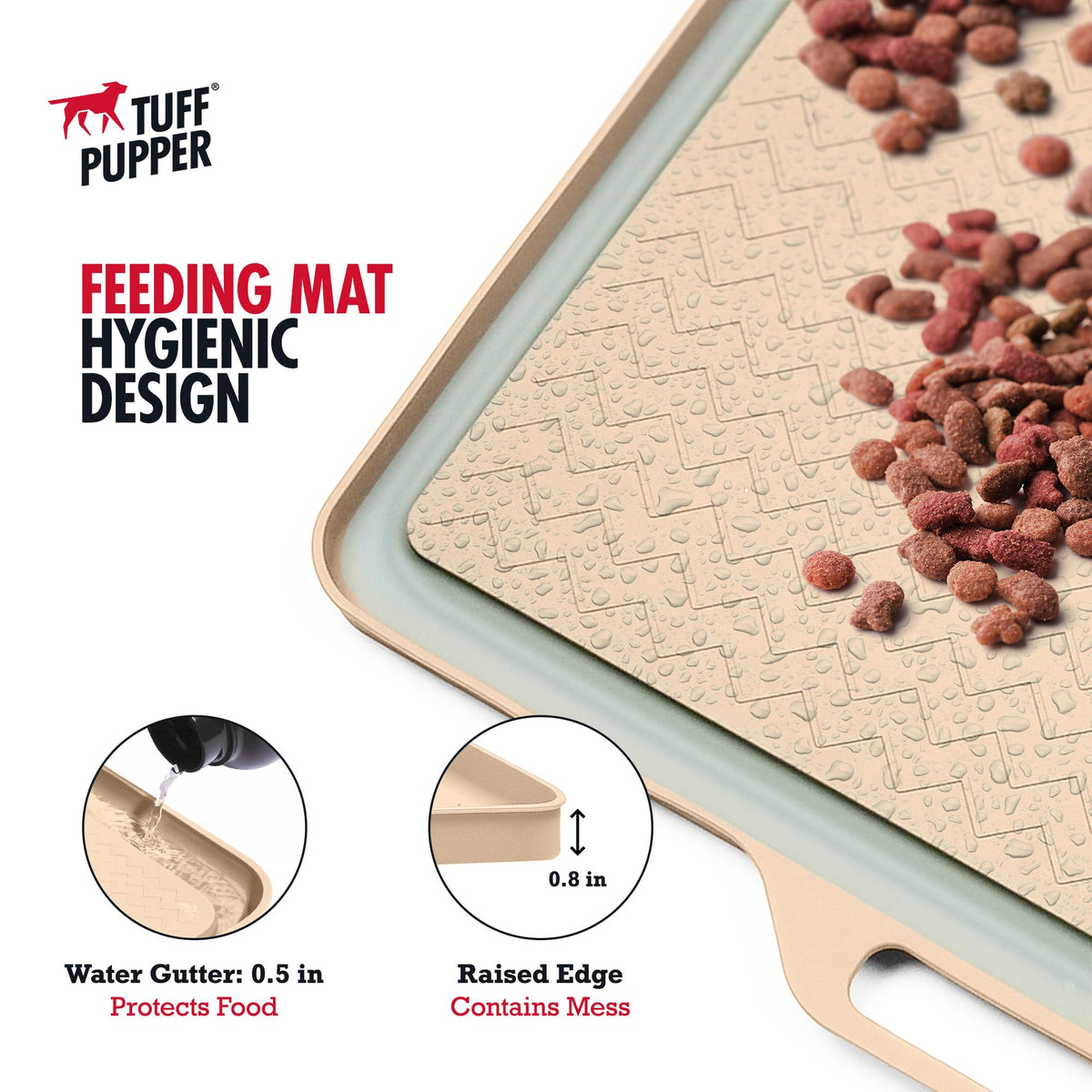 22x16 Medium Dog Feeding Mat for Food and Water (Beige / Medium - 22" x 16")