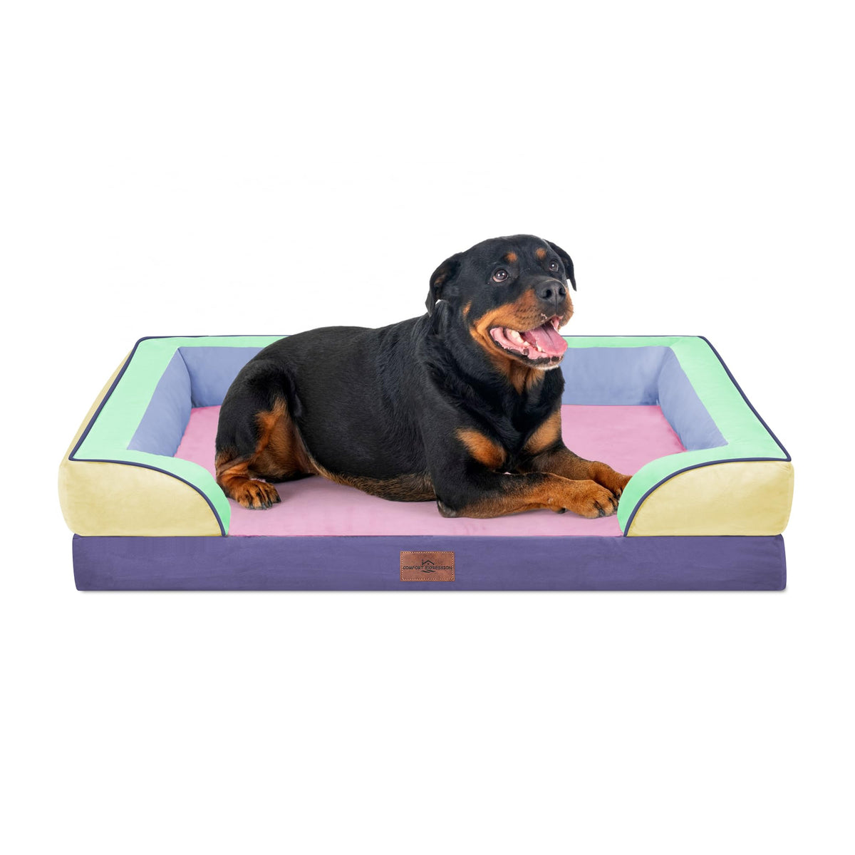 Orthopedic Dog Bed for Extra Large Dogs with Bolster (45.0"L x 35.0"W x 8.5"Th / Frosted Grape)