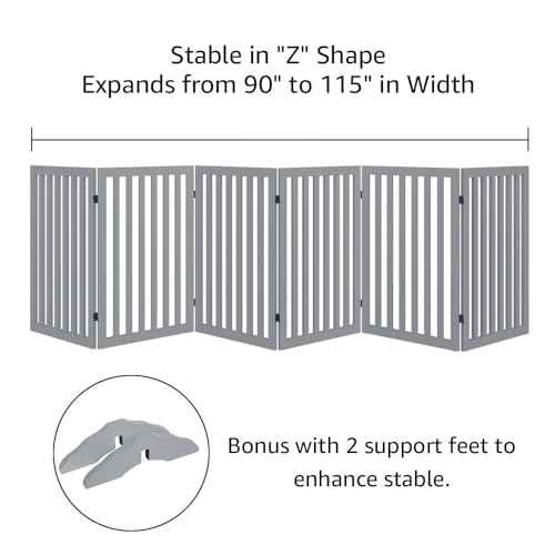 120" Extra Wide Pet Gate and Pet Playpen Combination for Dog Cat (Gray / 120"W×36"H)